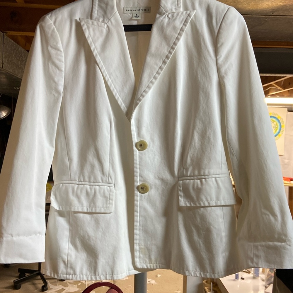 White fitted  cotton blazer